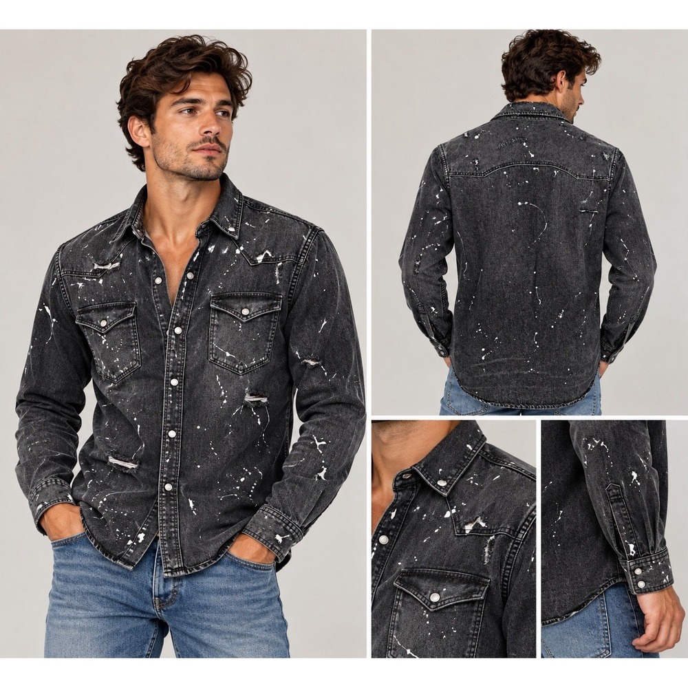 Ameri Shirt Paint Splatter Long Sleeve Size X Small(8-b78)